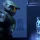 A screenshot from Halo Infinite's campaign trailer depicting Master Chief talking to The Weapon, a Cortana lookalike.
